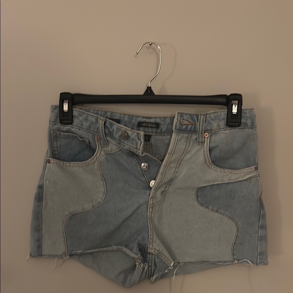 Wild Fable Blue Jean Shorts with Patchwork Design
